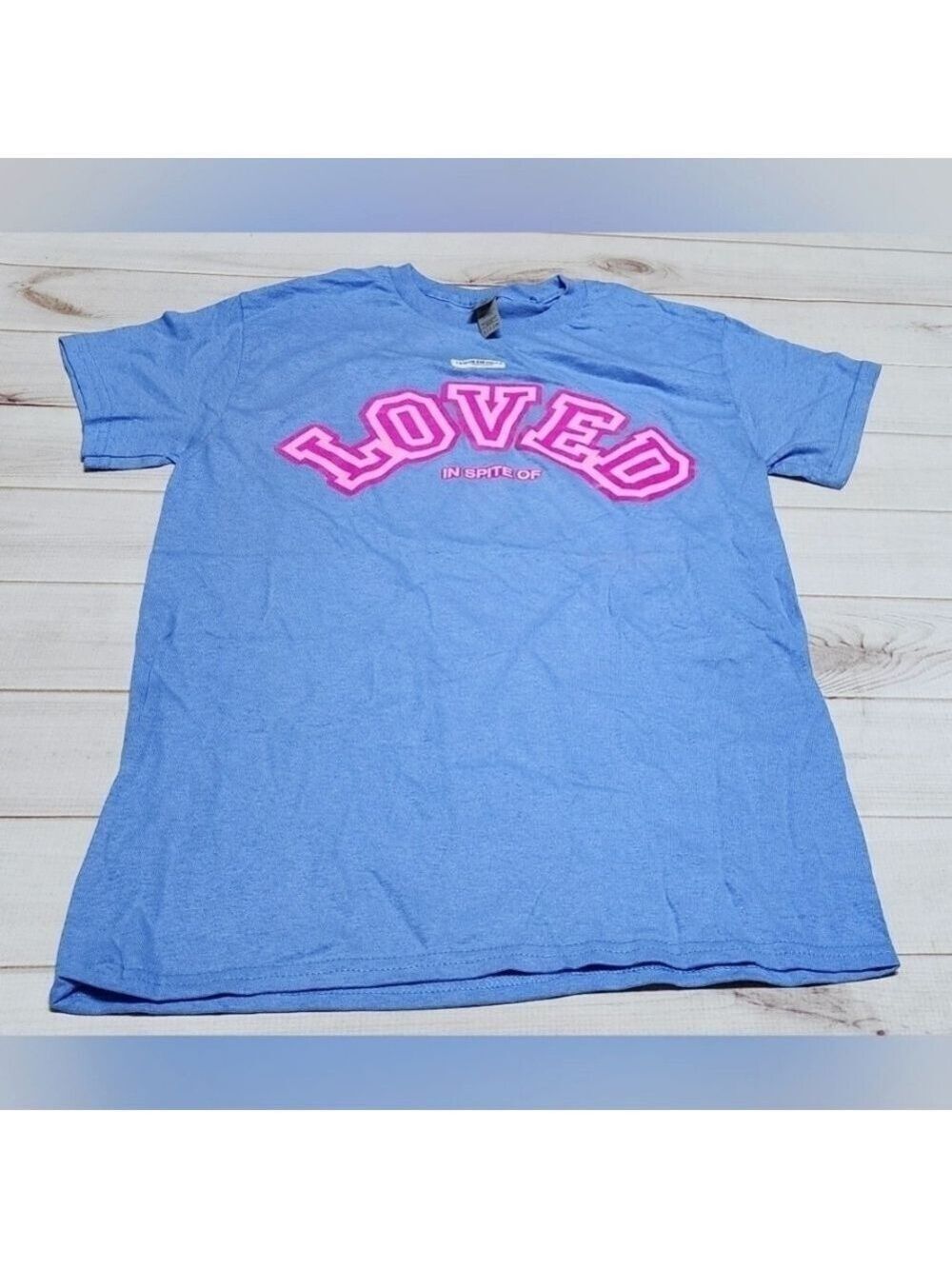 Loved In Spite of Short Sleeve Tee Small New Without Tags